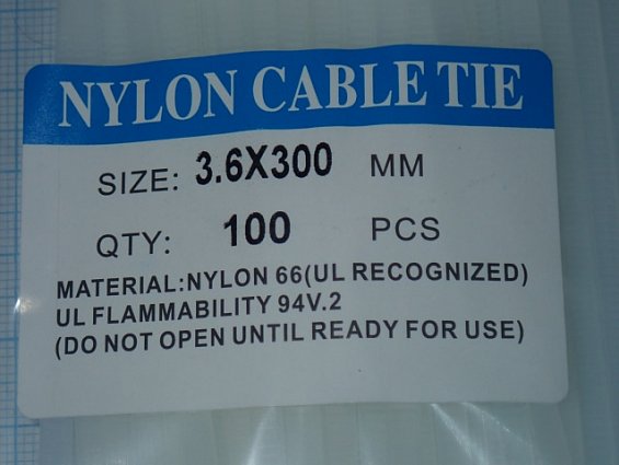 Нейлоновая кабельная стяжка хомут 3.6Х300MM NYLON CABLE TIE БЕЛЫЙ ЦВЕТ упаковка 100шт