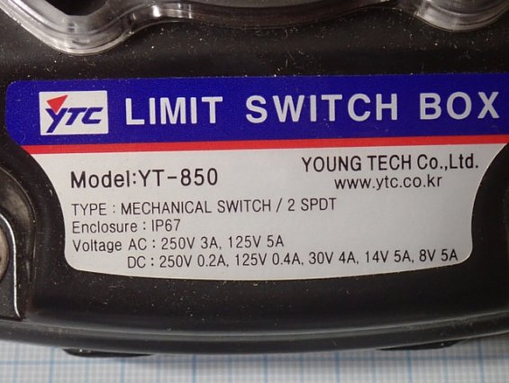 Блок конечных выключателей YTC YT-850 LIMIT SWITCH BOX mechanical switch/2spdt ip67 YOUNG TECH Co.,L